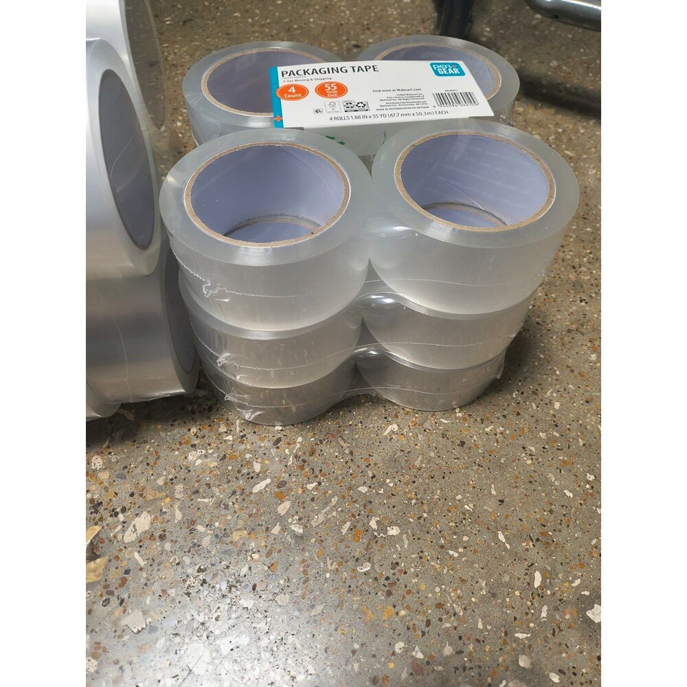 1pck 4 R-Pen+Gear Clear Carton Sealing Packaging Tape Low Noise 1.88 in x 55 yd
